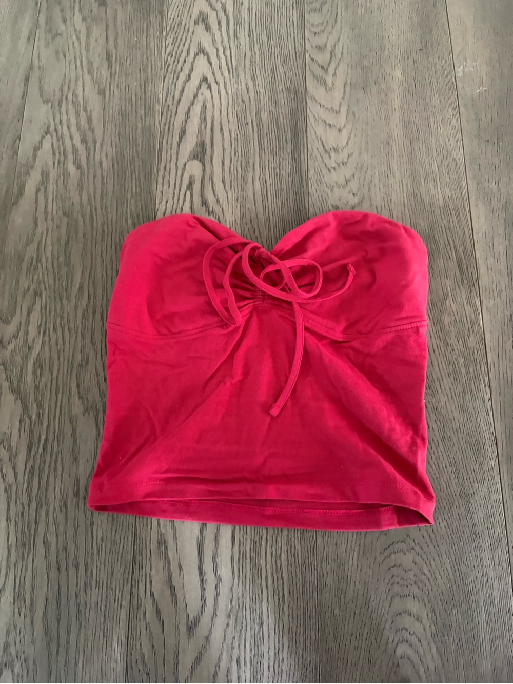 Strapless Red Tie-Front Crop Top